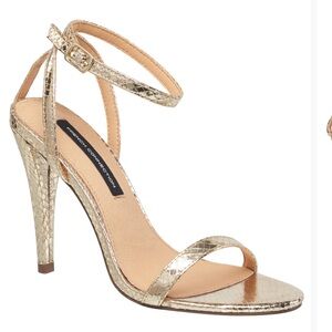 Gold High Heel Heeled Ankle strap sandal